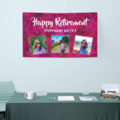 Happy Ruhestand Pink Name Mehrere Fotos Banner (Messeveranstaltung)