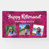 Happy Ruhestand Pink Name Mehrere Fotos Banner (Horizontal)
