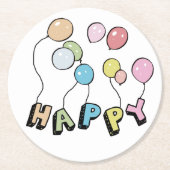 Happy Runder Pappuntersetzer (Vorderseite)