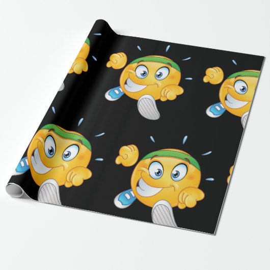 Happy Running Emoji Geschenkpapier (Ungerollt)