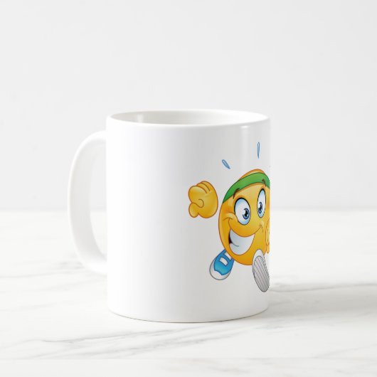 Happy Running Emoji Kaffeetasse (Vorderseite Links)