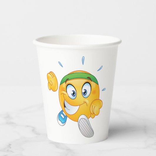 Happy Running Emoji Pappbecher (Vorderseite)
