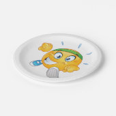 Happy Running Emoji Pappteller (Schrägansicht)