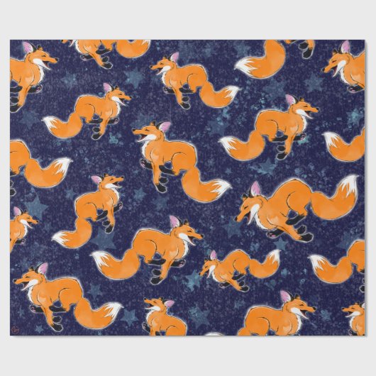 Happy Running Fox Wrapping Paper Geschenkpapier (Flach)