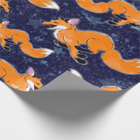 Happy Running Fox Wrapping Paper Geschenkpapier (Ecke)