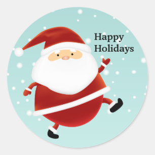 Happy Running Santa Stickers