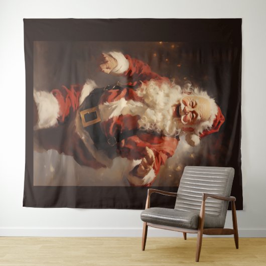 Happy Running Santa Wandteppich (Beispiel (Horizontal))