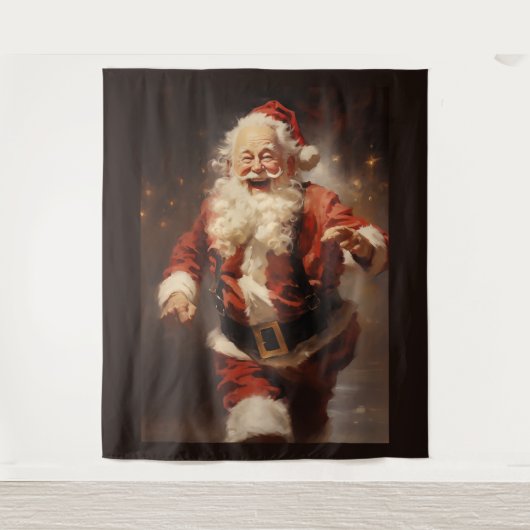 Happy Running Santa Wandteppich (Vorderseite)