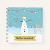 Happy Rustic Snowman Winter Scene Notebook Notizblock (Vorderseite)