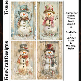 Happy Rustic Snowmen, Hat, Scarf DQ8 Decoupage Seidenpapier