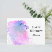 Happy Safari Chic Lion Birthday Karte (Stehend Vorderseite)