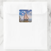 Happy Sailing Quadratischer Aufkleber (Tasche)