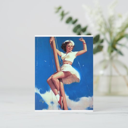 Happy Sailor Button Up Postkarte (Stehend Vorderseite)