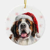 Happy Saint Bernard Dog Christmas Personalized Keramik Ornament (Vorne)