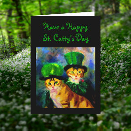 Happy Saint Catty's Day Festival Katzen in Grünen Feiertagskarte