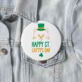 Happy Saint Catty's Day - Niedlich Cat Leprechaun Button (Beispiel)