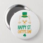 Happy Saint Catty's Day - Niedlich Cat Leprechaun Button (Vorne & Hinten)