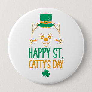 Happy Saint Catty's Day - Niedlich Cat Leprechaun Button