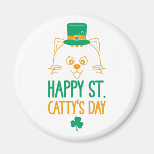 Happy Saint Catty's Day - Niedlich Cat Leprechaun Magnet