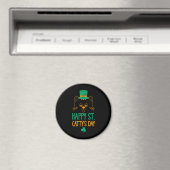 Happy Saint Catty's Day - Niedlich Cat Leprechaun Magnet (In Situ (Geschirrspüler))