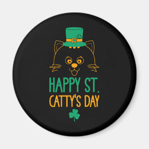 Happy Saint Catty's Day - Niedlich Cat Leprechaun Magnet