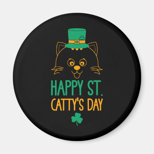 Happy Saint Catty's Day - Niedlich Cat Leprechaun Magnet (Vorne)