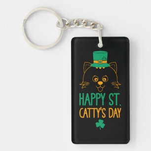 Happy Saint Catty's Day - Niedlich Cat Leprechaun Schlüsselanhänger