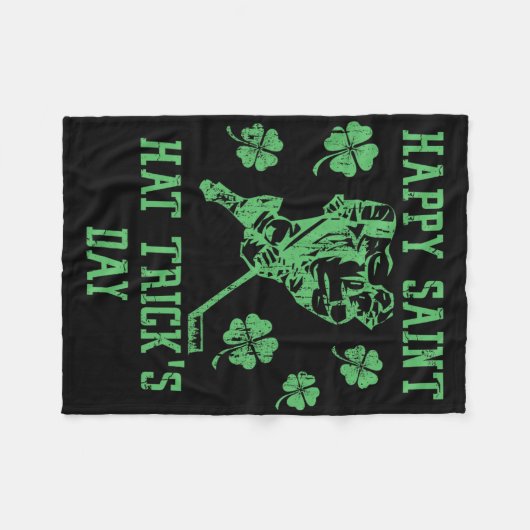 Happy Saint Hat Tricks Day Funny St Patrick's Day  Fleecedecke (Vorderseite (Horizontal))