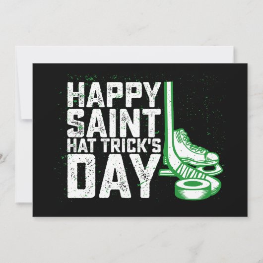 Happy Saint Hat Trick's Day Ice Hockey St Patricks Einladung (Vorderseite)