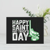Happy Saint Hat Trick's Day Ice Hockey St Patricks Einladung (Stehend Vorderseite)