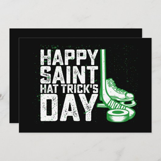 Happy Saint Hat Trick's Day Ice Hockey St Patricks Einladung (Vorne/Hinten)