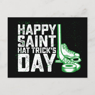 Happy Saint Hat Trick's Day Ice Hockey St Patricks Postkarte
