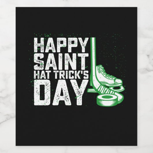 Happy Saint Hat Trick's Day Ice Hockey St Patricks Weinetikett (Einzelnes Label)