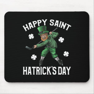 Happy Saint Hatricks Day St Patrick's Day Hockey L Mousepad