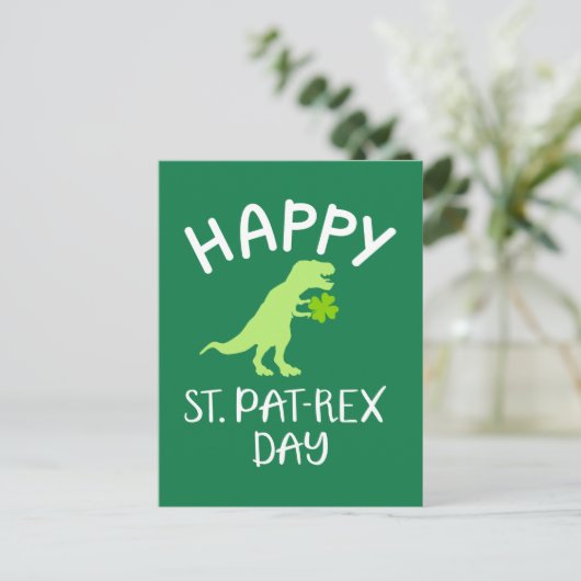Happy Saint Pat Rex Day St. Patrick's Day Postkarte (Stehend Vorderseite)