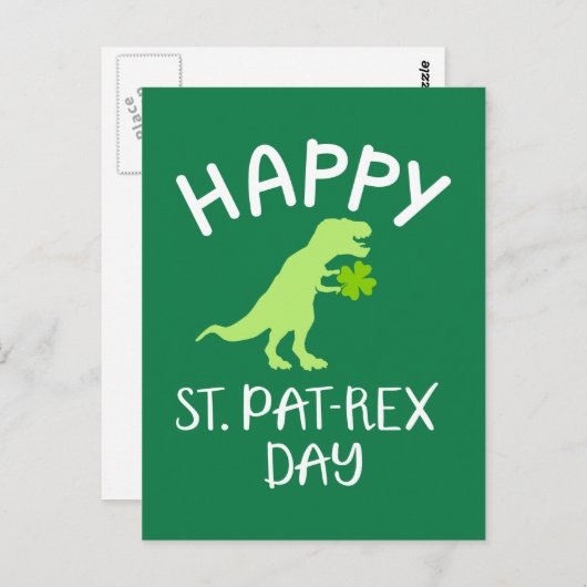 Happy Saint Pat Rex Day St. Patrick's Day Postkarte (Vorne/Hinten)