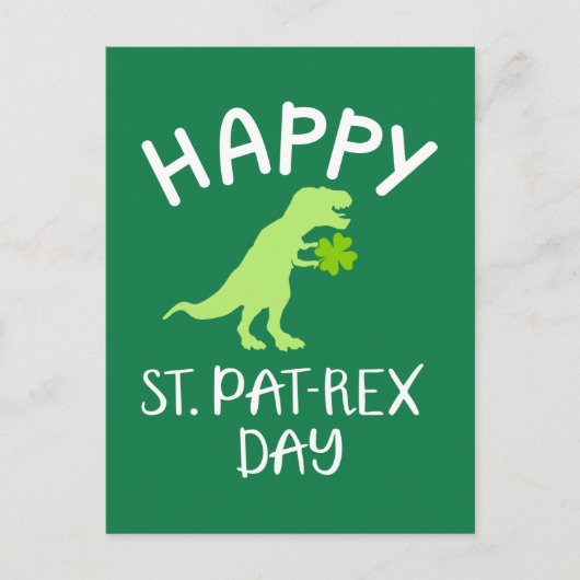 Happy Saint Pat Rex Day St. Patrick's Day Postkarte (Vorderseite)