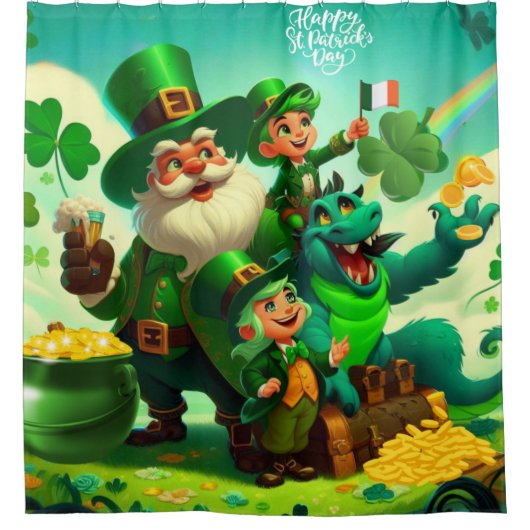 Happy Saint Patrick's Day bunt Duschvorhang (Vorderseite)