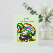 Happy Saint Patrick's Day gnome Feiertagspostkarte (Stehend Vorderseite)
