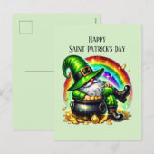 Happy Saint Patrick's Day gnome Feiertagspostkarte (Vorne/Hinten)