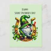 Happy Saint Patrick's Day gnome Feiertagspostkarte (Vorderseite)