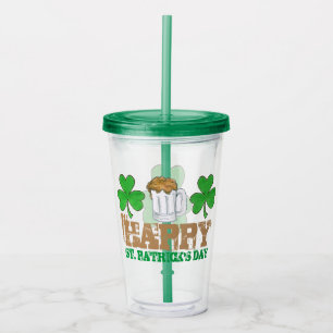 Happy Saint Patrick's Day Green Kleeblatt Beer Acryltrinkbecher
