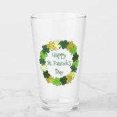 Happy Saint Patrick's Day Green Kleeblatt Kranz Glas (Vorderseite)