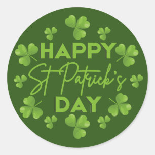 Happy Saint Patrick's Day Irish Colorful Kleeblatt Runder Aufkleber