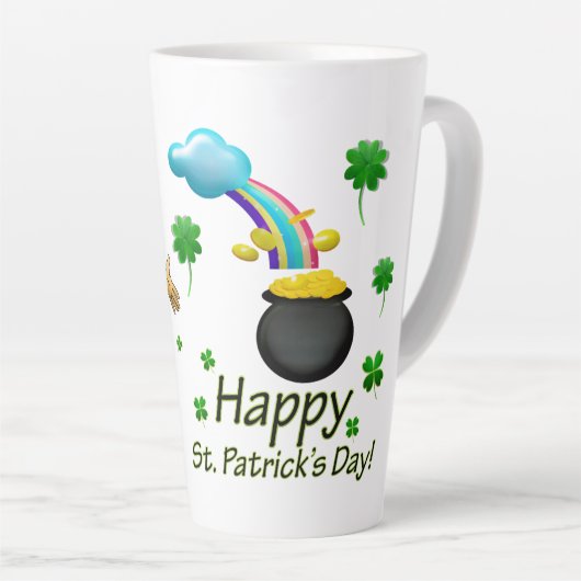 Happy Saint Patrick's Day Leprechaun Regenbogen  Milchtasse (Rechte Ecke)