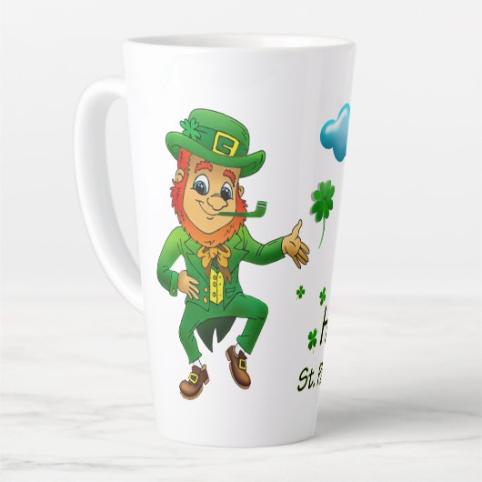 Happy Saint Patrick's Day Leprechaun Regenbogen Milchtasse (Linke Ecke)