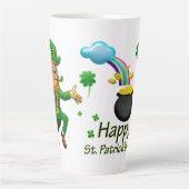 Happy Saint Patrick's Day Leprechaun Regenbogen Milchtasse (Vorderseite)