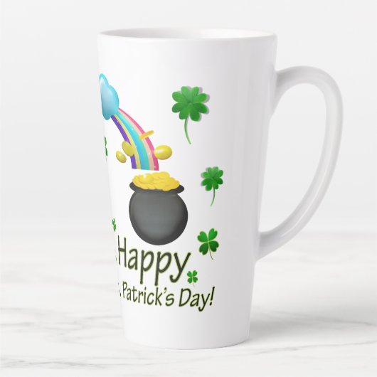 Happy Saint Patrick's Day Leprechaun Regenbogen Milchtasse (Rechts)