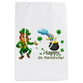 Happy Saint Patrick's Day Leprechaun Regenbogen Mittlere Geschenktüte (Vorderseite)