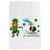 Happy Saint Patrick's Day Leprechaun Regenbogen Mittlere Geschenktüte (Rückseite)